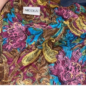 Vintage Nicola Blouse Size 6 Made in USA Multicolor